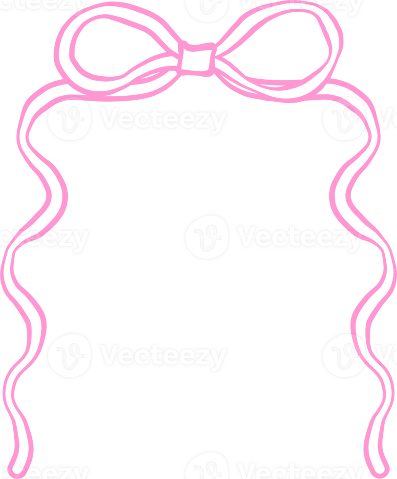 Squiggle Wavy Half Rectangle Frame with Bow png