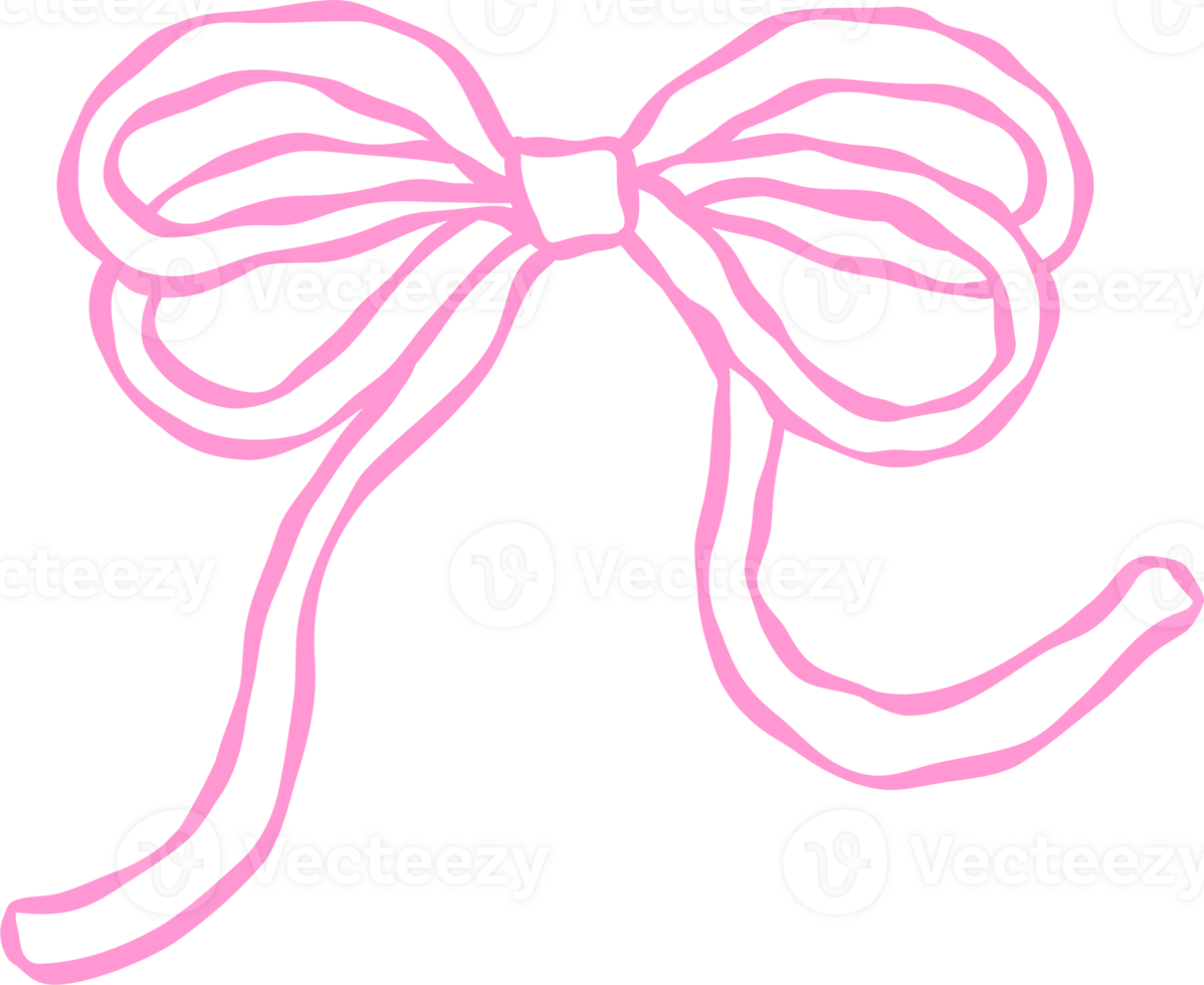 Playful Squiggle Wavy Ribbon Bow Outline png