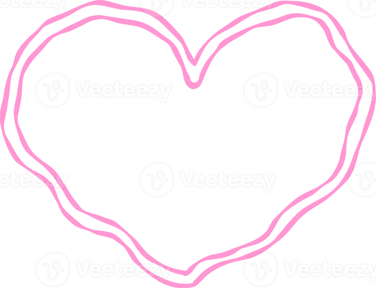 Wavy Heart Shape Frame Outline Hand Drawn png