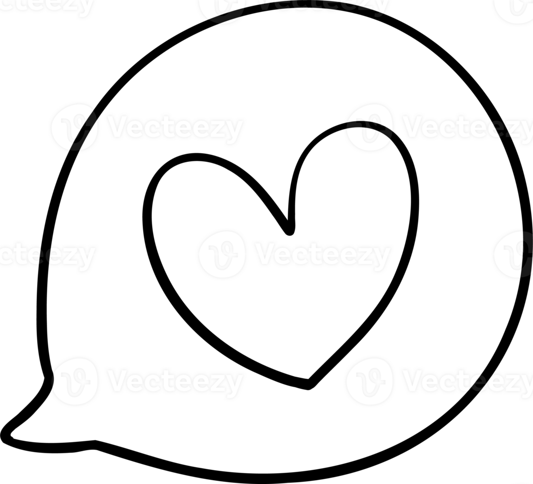 Heart shape in speech bubble Coloring image png
