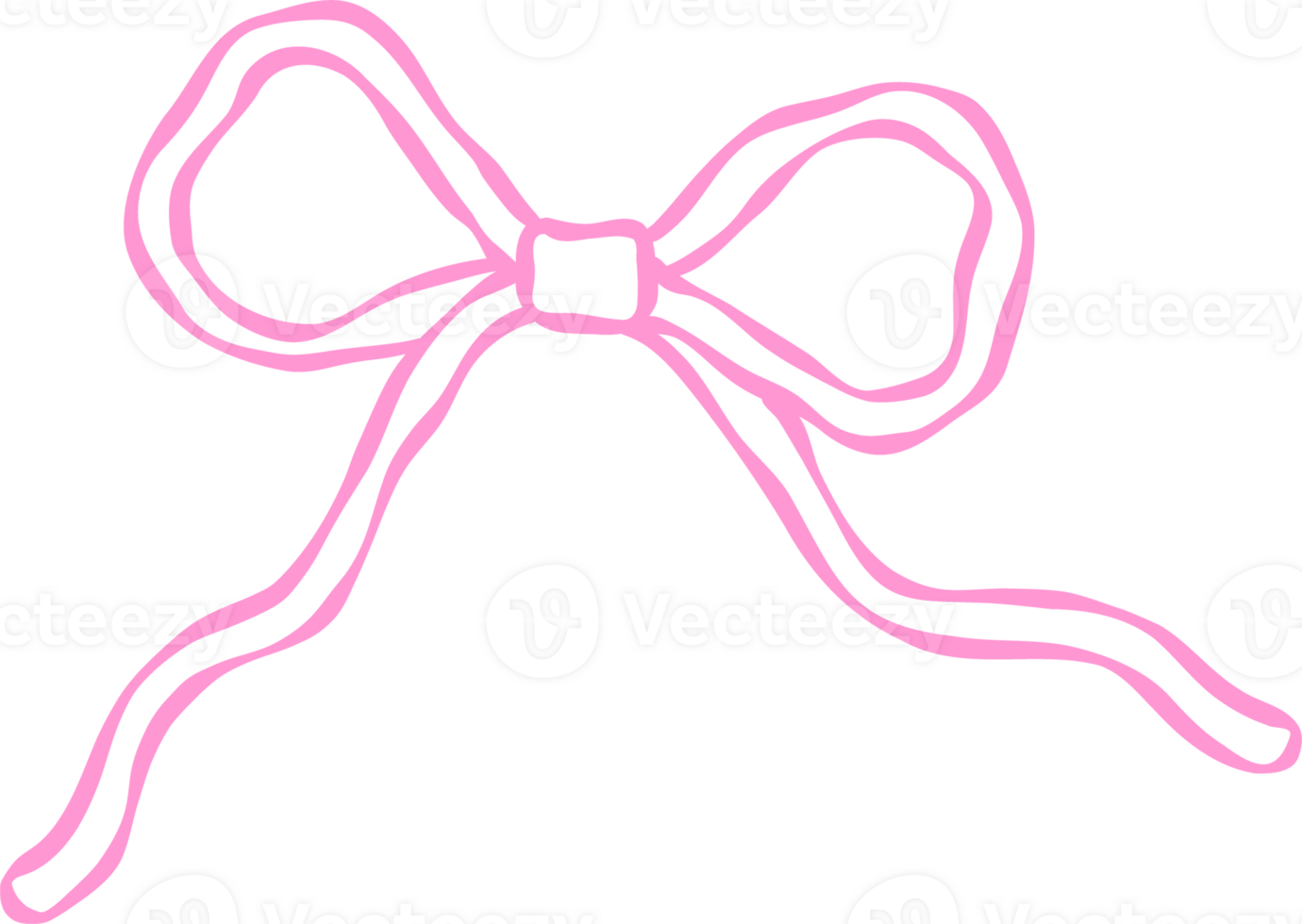 Playful Squiggle Wavy Ribbon Bow Outline Hand Drawn png