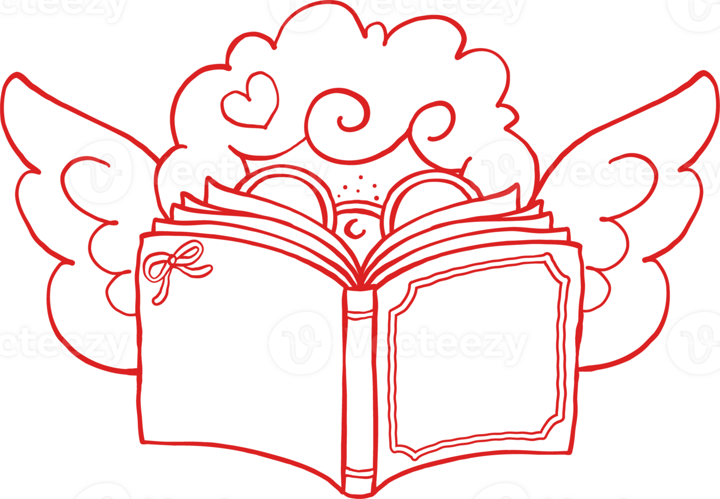 Valentine Bookish Cupid Reading Love Book Outline png
