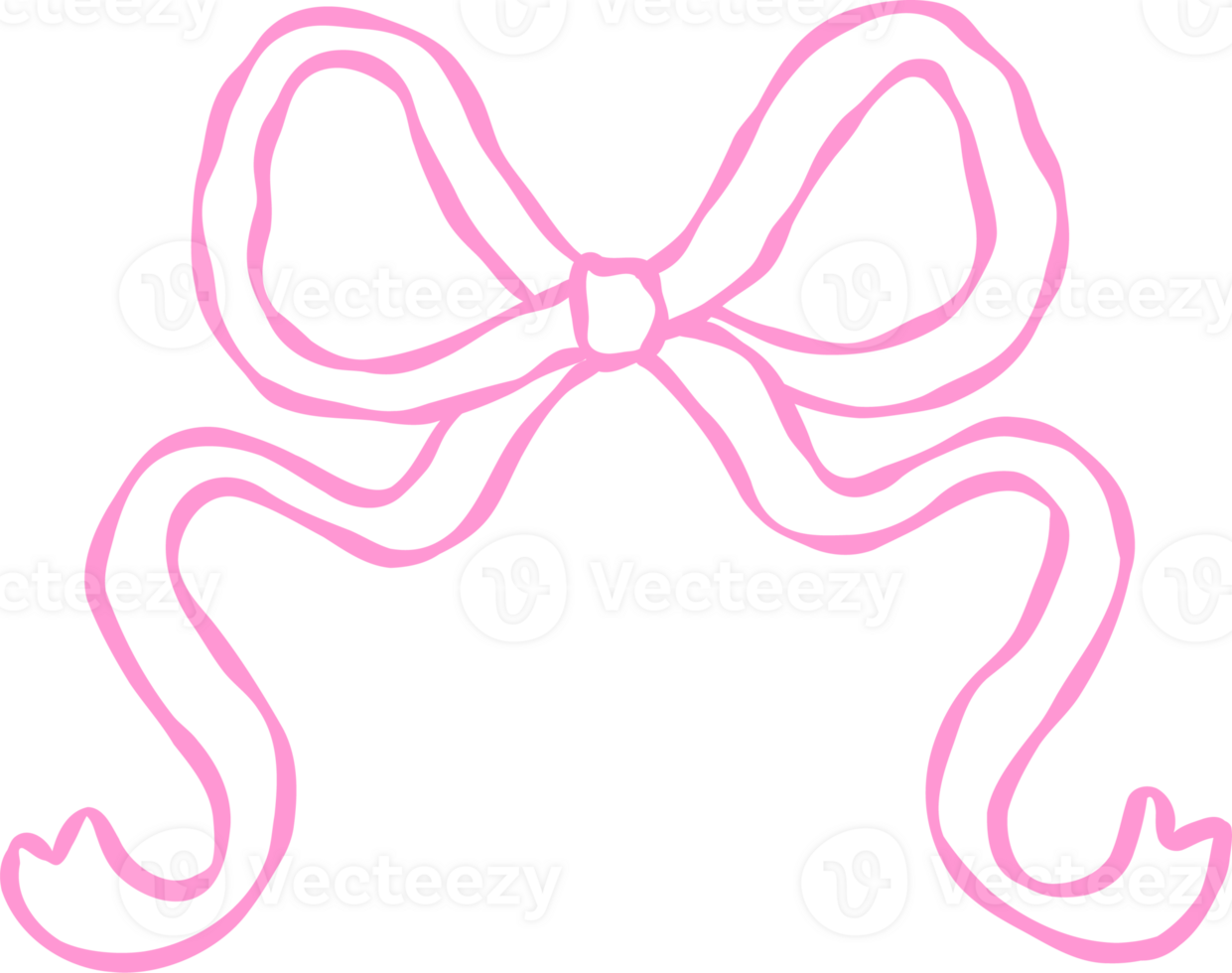 Retro Wavy Ribbon Bow Outline Hand Drawn png