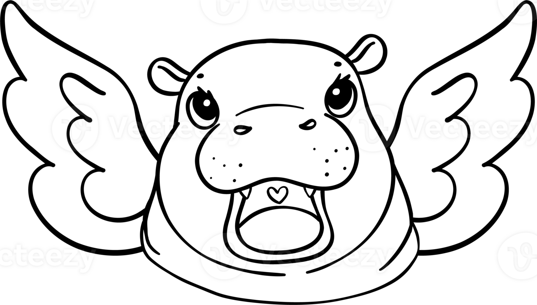 Valentine Cupid Pygmy Hippo with wings Coloring image png
