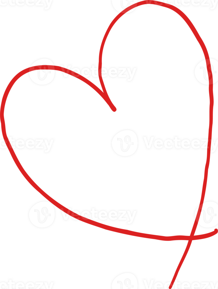 Valentine Heart Squiggle Hand Drawn outline png