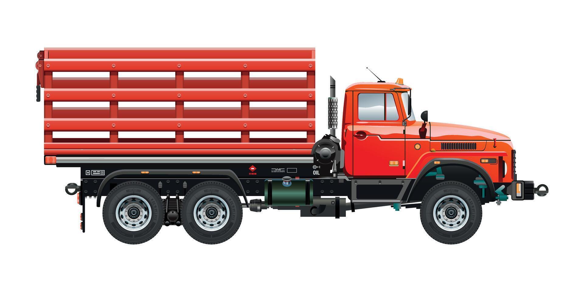 Semi medium Farm truck car for transporting agriculture and livestock 3D illustration vector