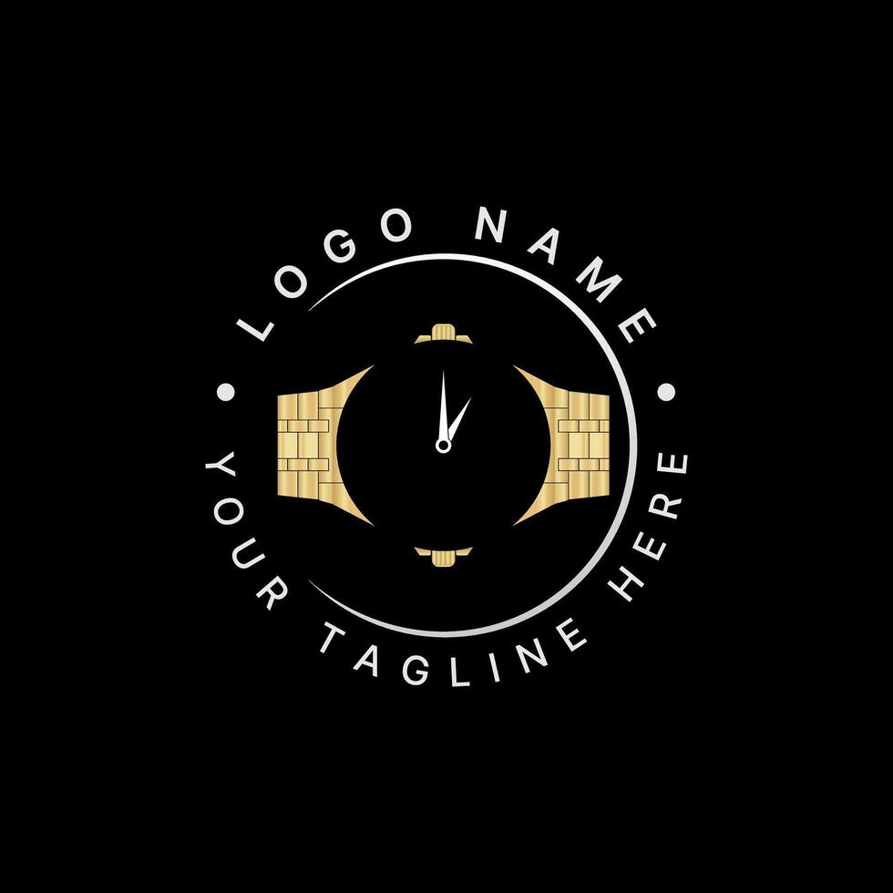 Logo design graphic concept creative premium stock image graphic unique watch gold male executive gentleman to classy accessory lifestyle brand vector