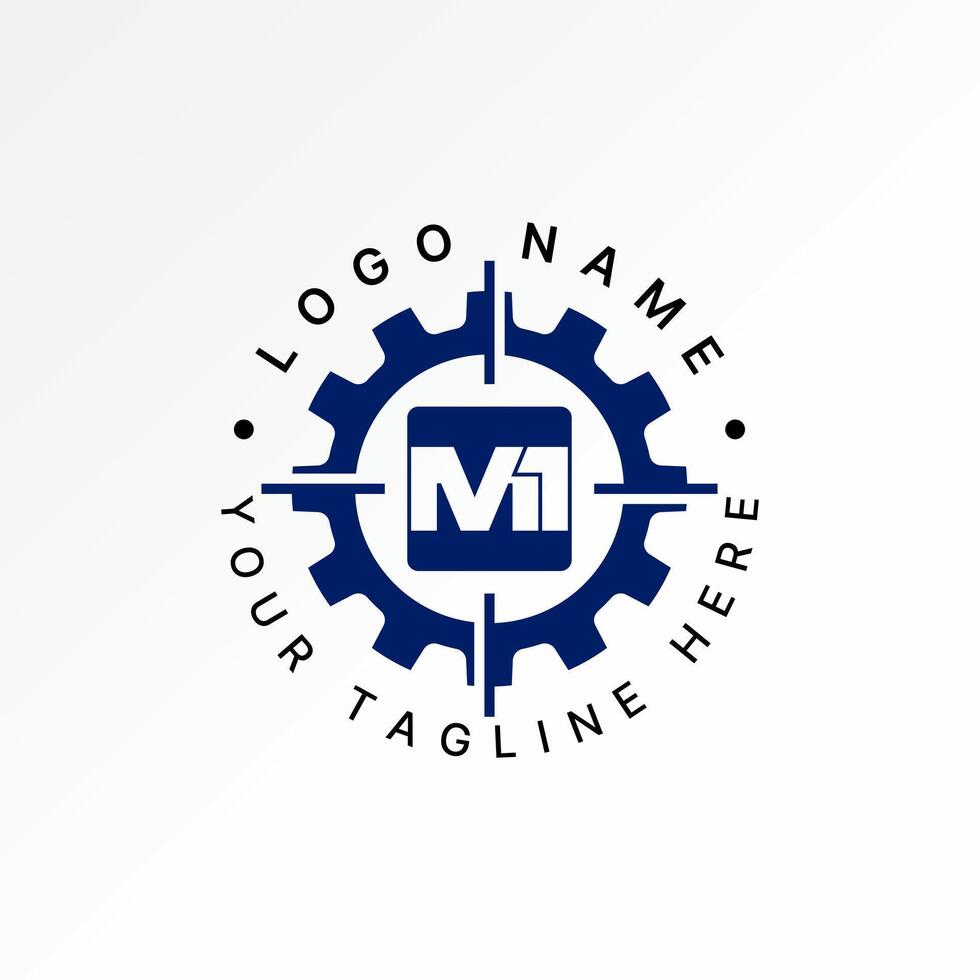 Logo design graphic concept creative premium stock image graphic letter M1 font gear focus target precision operation to mechanic manufacturing vector
