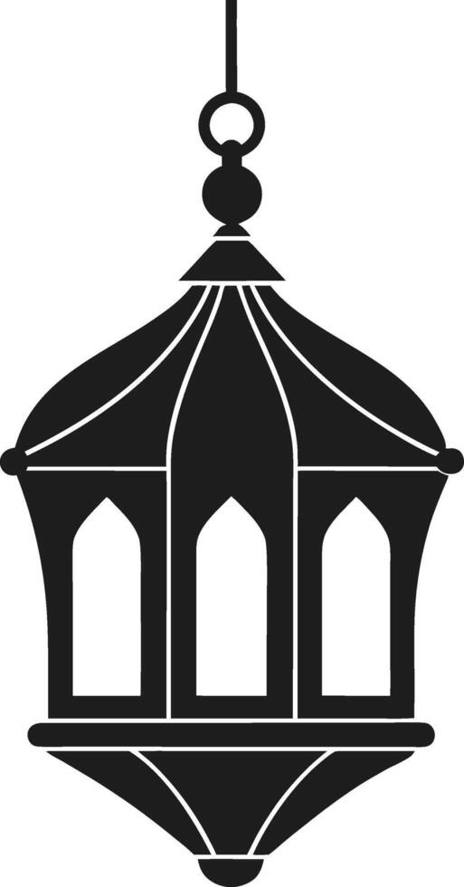 Silhouette of Traditional Hanging Arabic Lantern vector