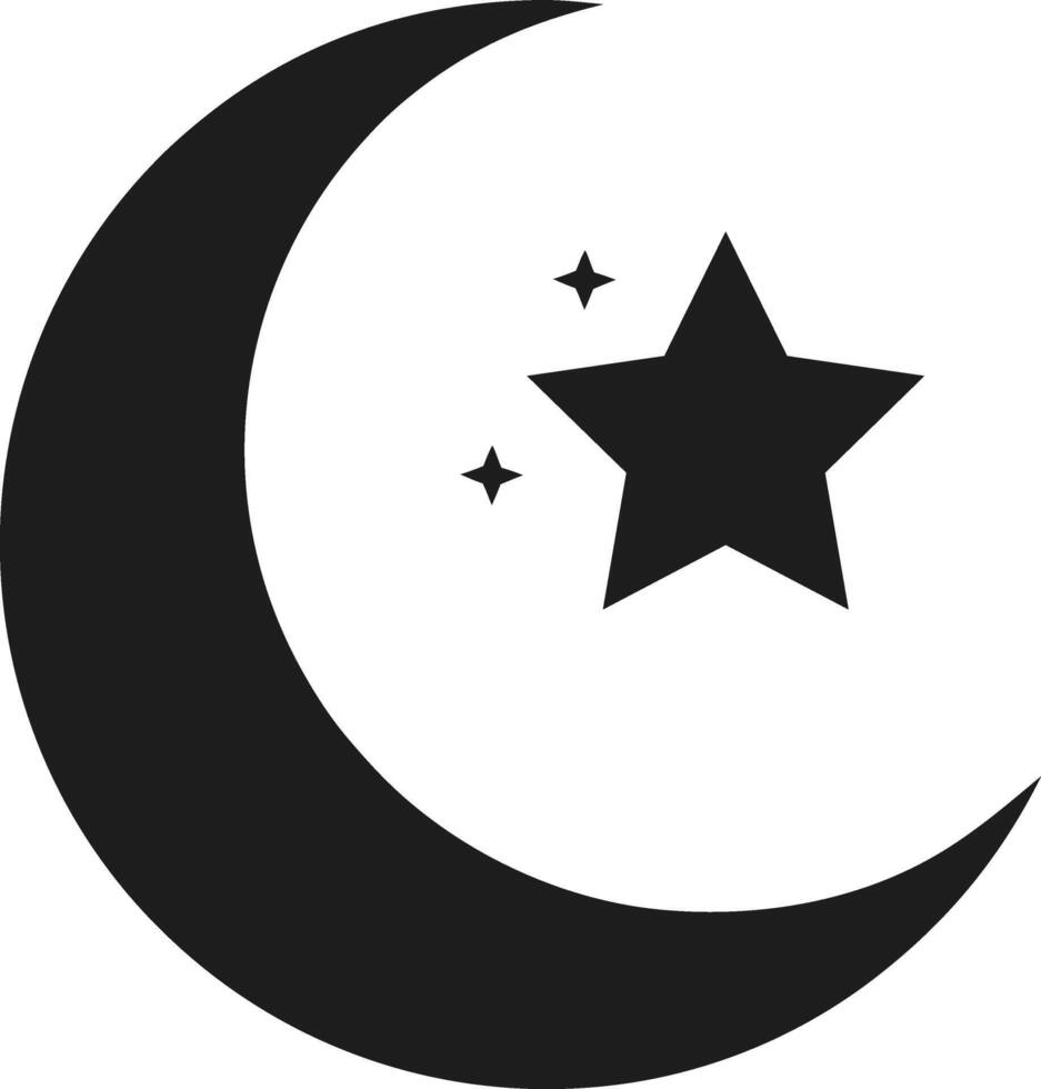Islamic Crescent Moon and Star Illustration - Spiritual Symbol Design vector