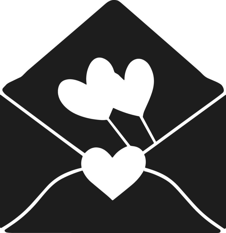 Romantic Open Envelope with Heart Stems - Valentine's Day Illustration vector