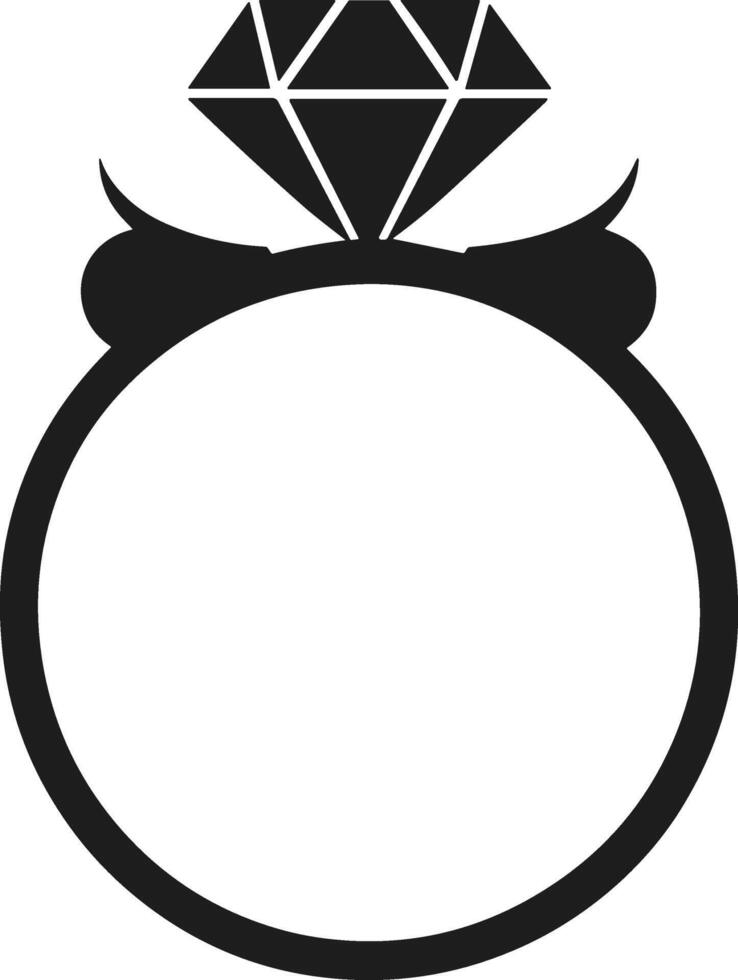 Minimalist Diamond Ring Silhouette with Elegant Details for Wedding and Engagement Designs vector