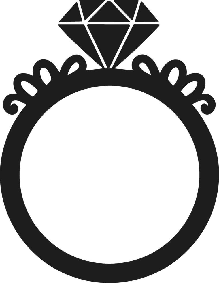 Ornate Diamond Ring Silhouette with Decorative Details for Wedding and Engagement Designs vector