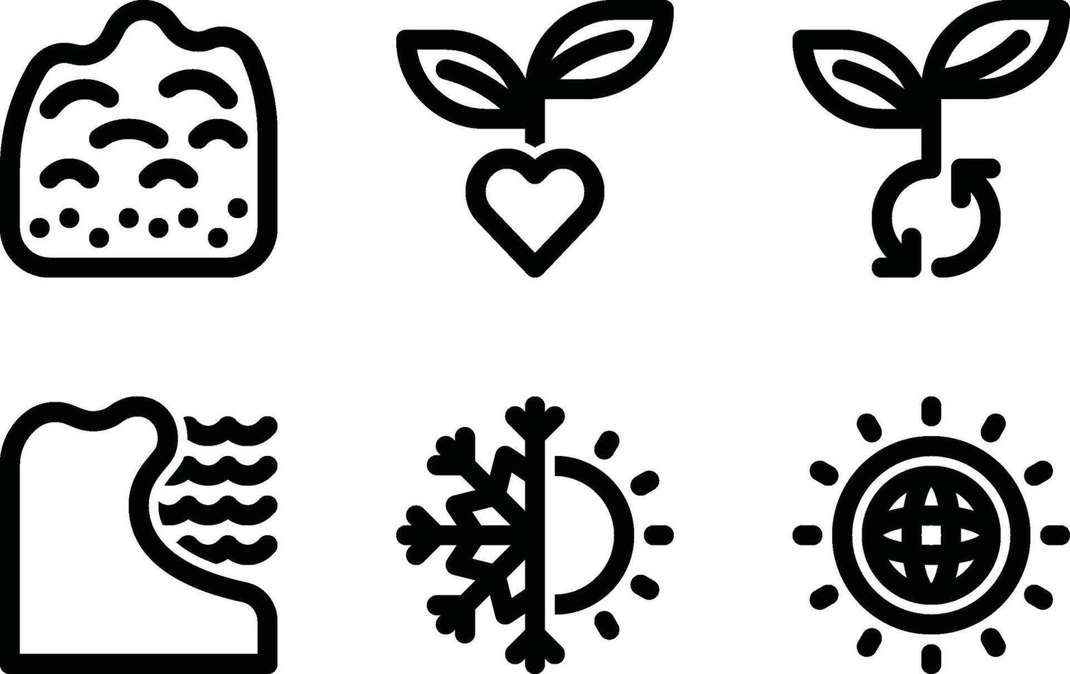 soil, eco friendly, sustainable, erosion, climate, global warming outline icon vector