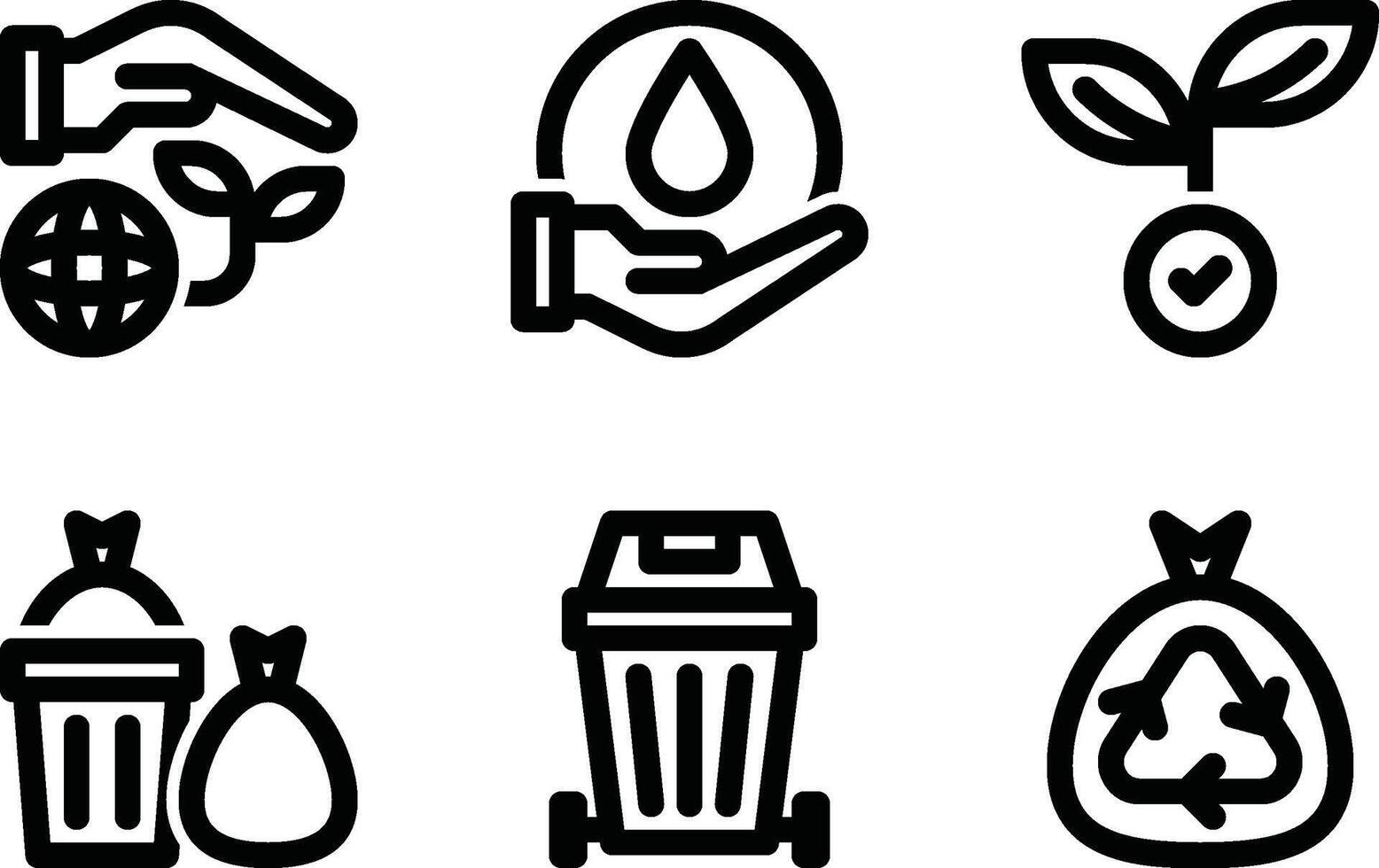 save earth, save water, organic, waste, bin, zero waste outline icon vector