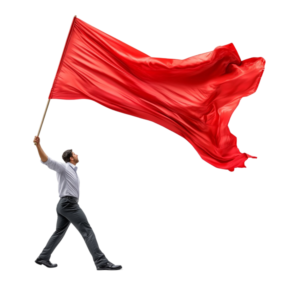 Man Holding Red Flag png