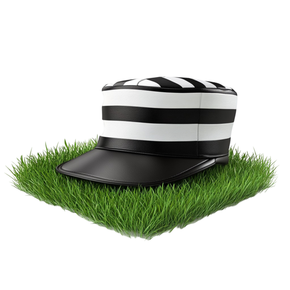 Fashionable Black and White Hat on Green Grass png