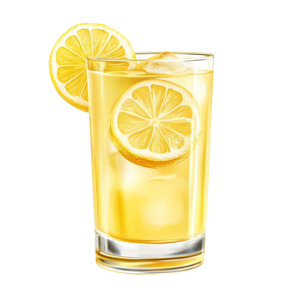 Glass of Lemonade with Lemon Slices on the Side png