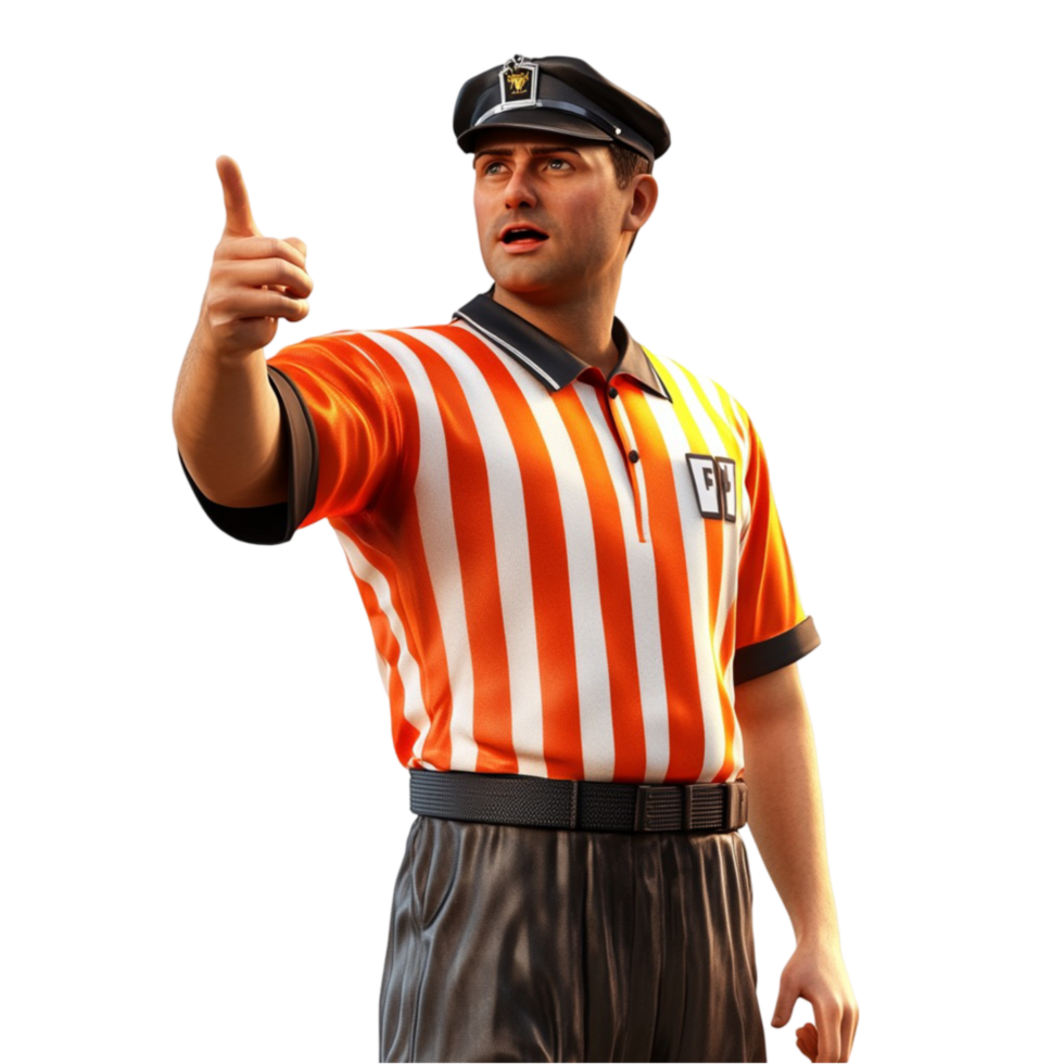 Referee in Orange and White Uniform png