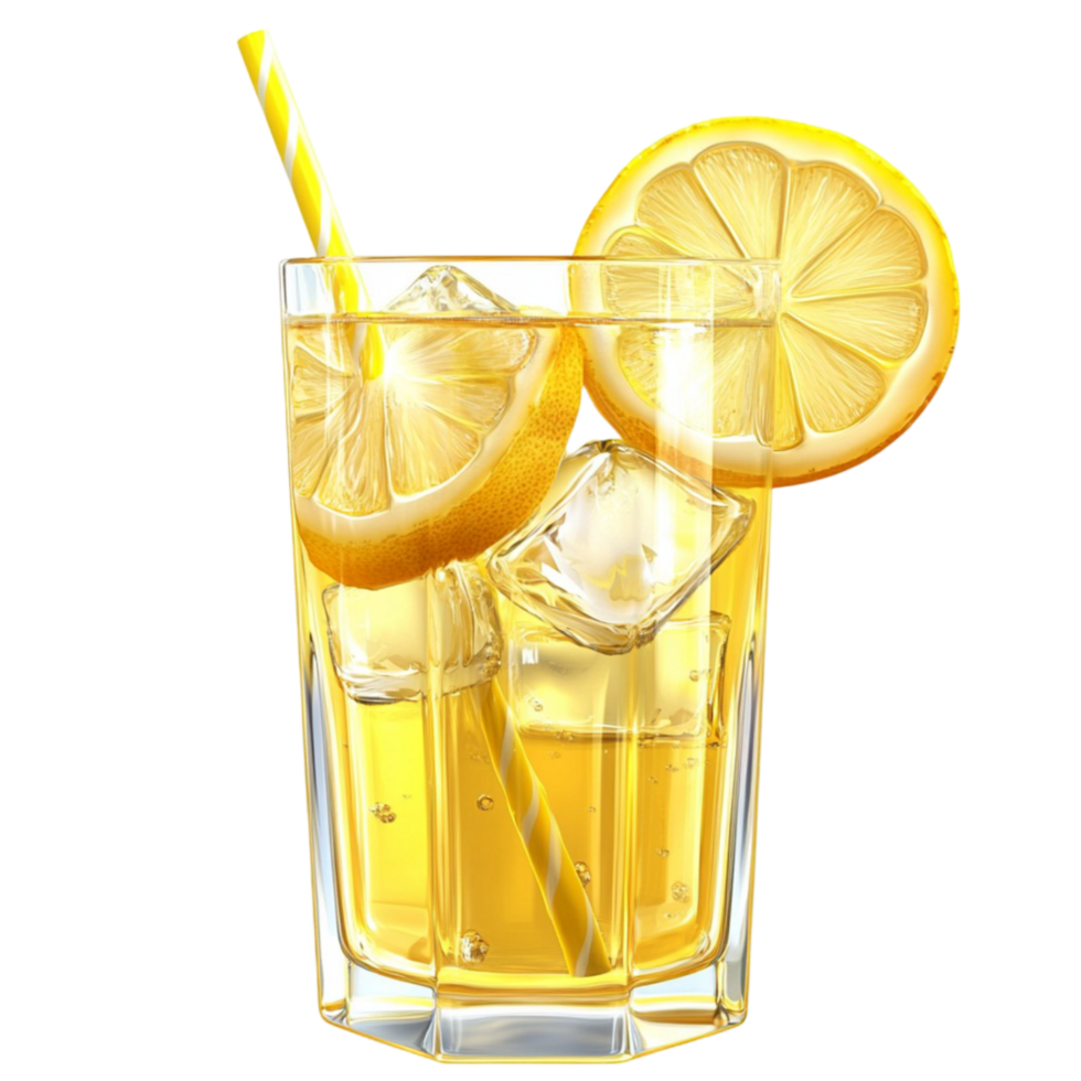 Glass of Lemonade with Straw and Lemon Slices png