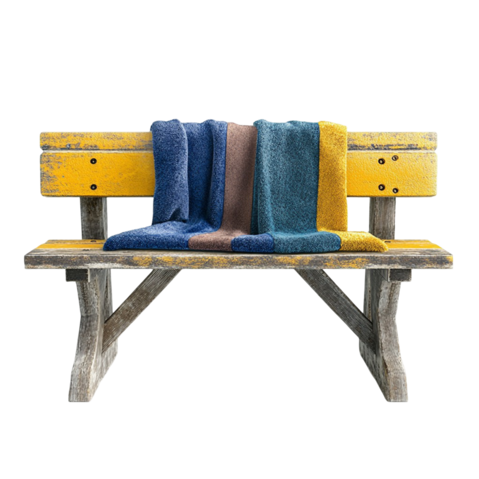 Blanket Resting on a Wooden Bench png