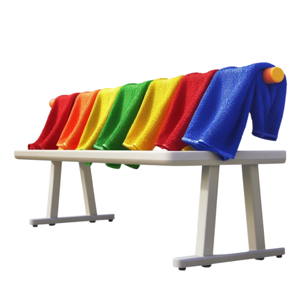 Bench with Colorful Towels png