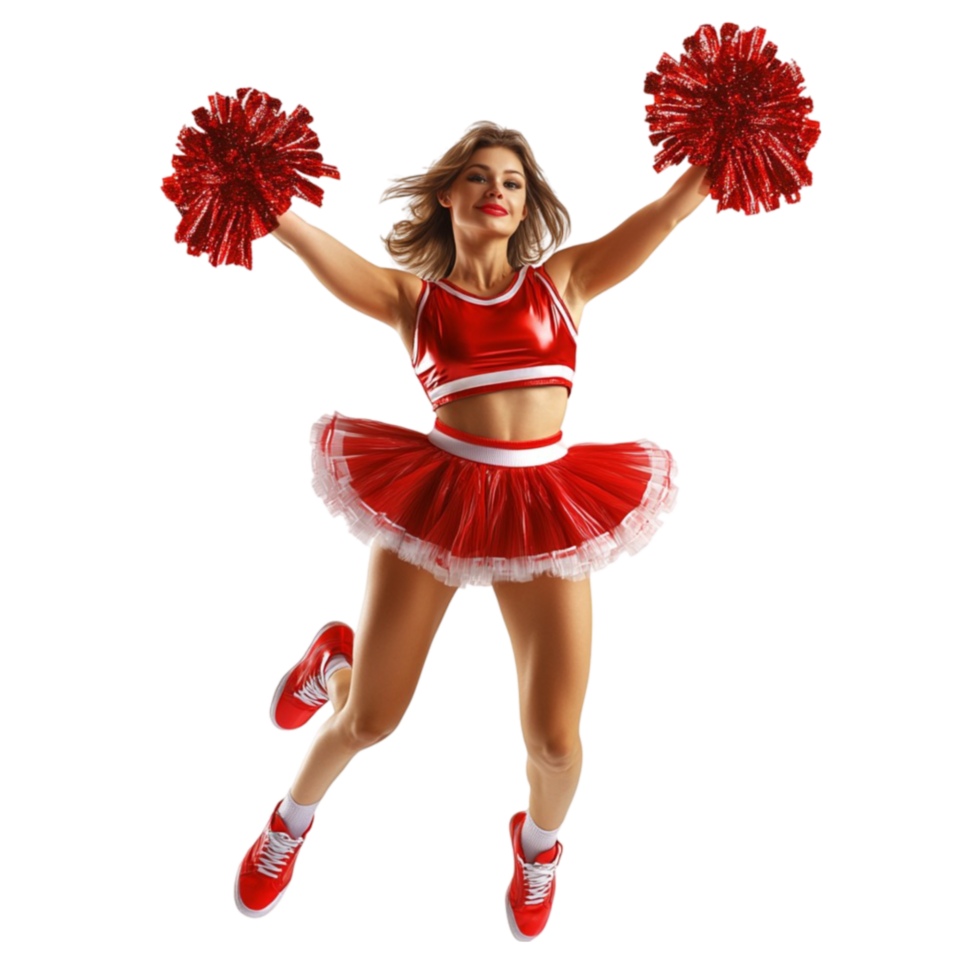 A cheerleader with a red lipstick on her face png