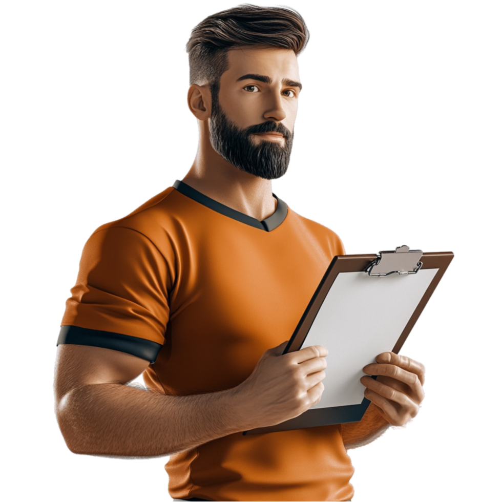 Businessman with Beard Holding Clipboard png