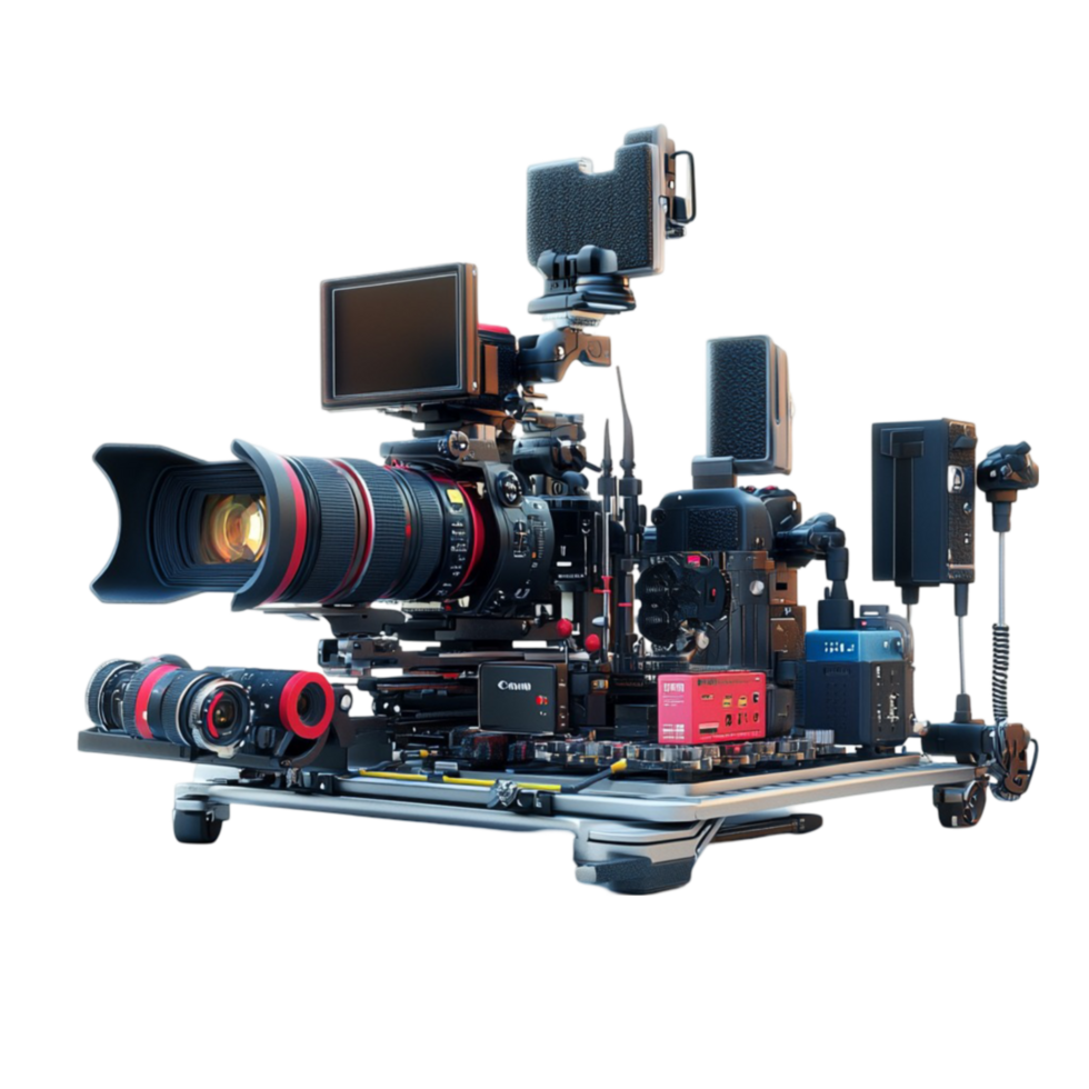 Photography Gear Organized on a Table png