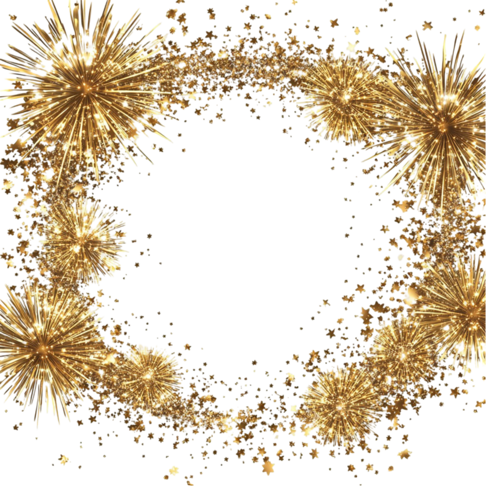 Gold Glitter Explosion Frame for Celebrations png