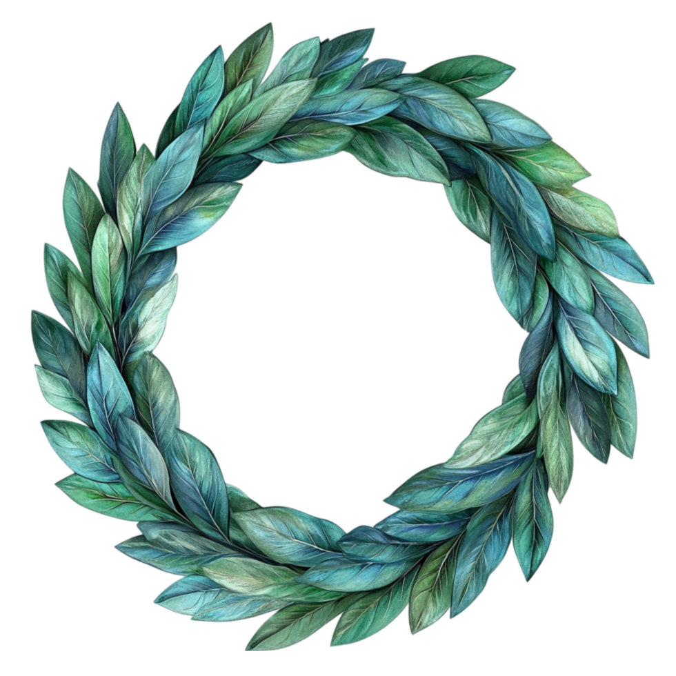 Watercolor Wreath with Leaves png