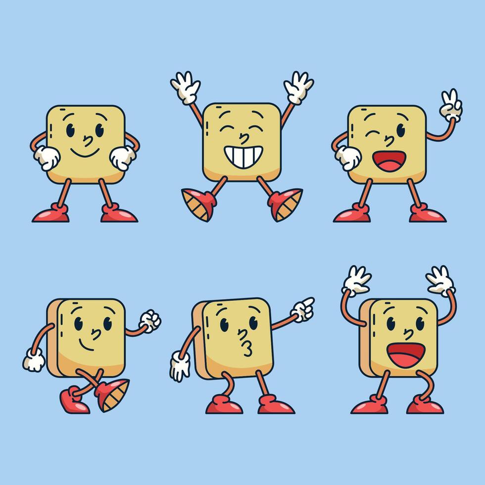 Rounded Box Shape Cartoon Character vector