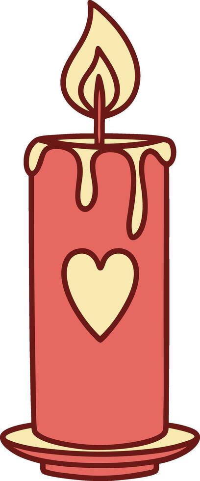 A candle with a heart-shaped flame, simple and romantic valentine day vector