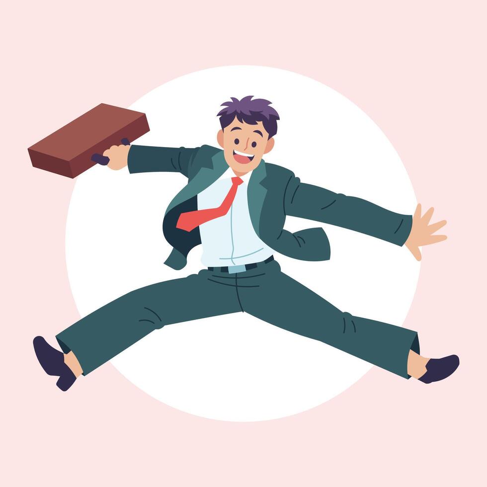jumping man office work illustration vector