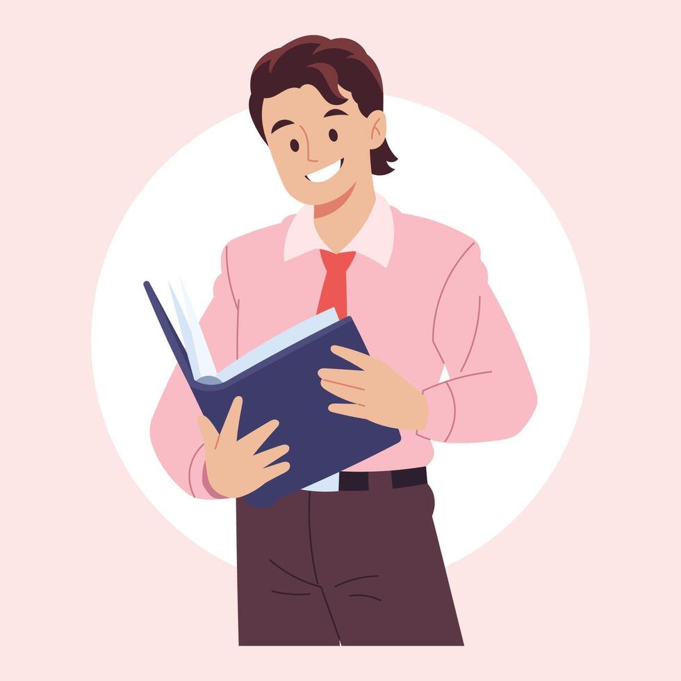 manager checking report office work illustration vector
