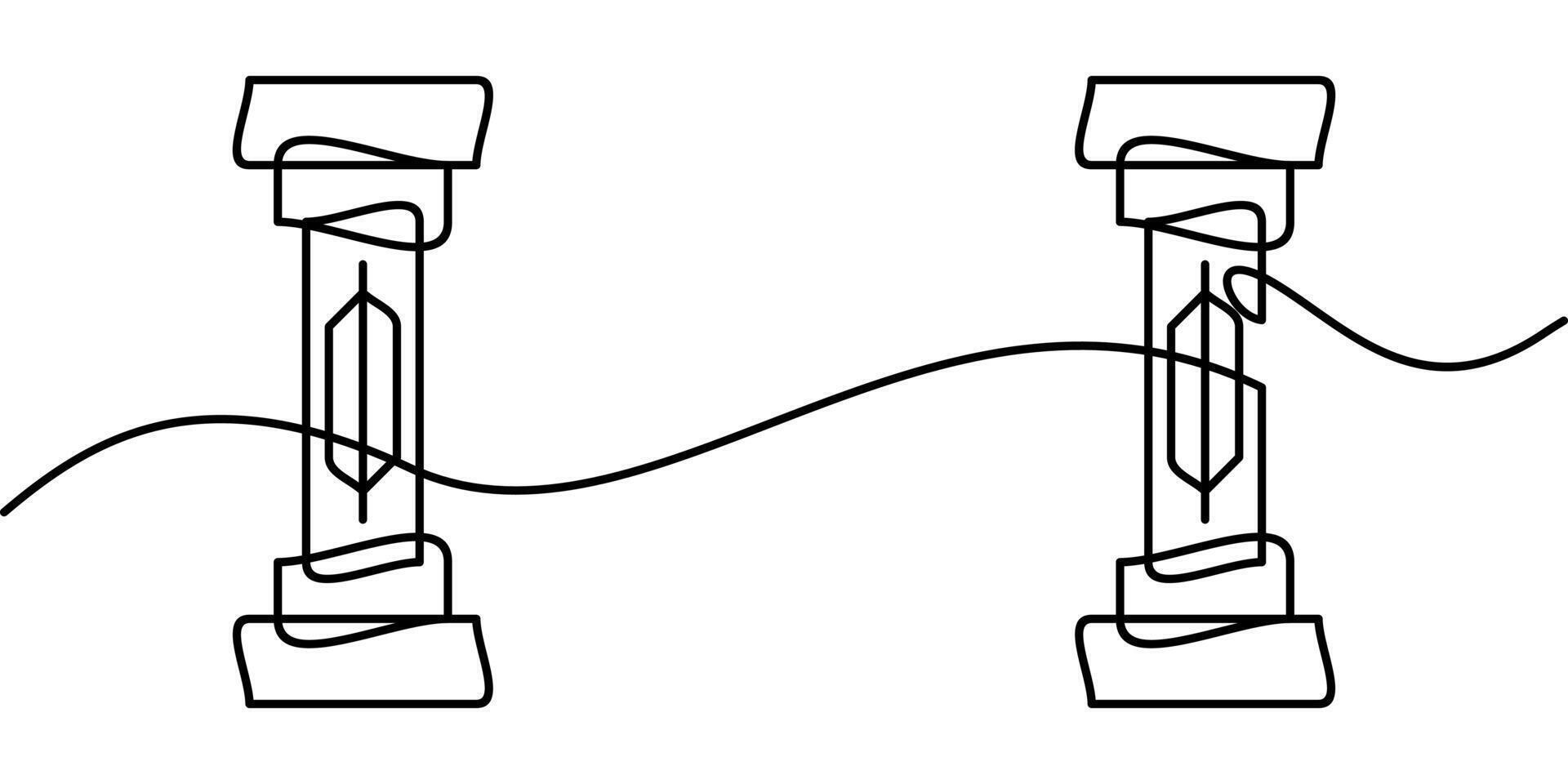 continuous line drawing of two pillars symbol. abstract line art illustration vector