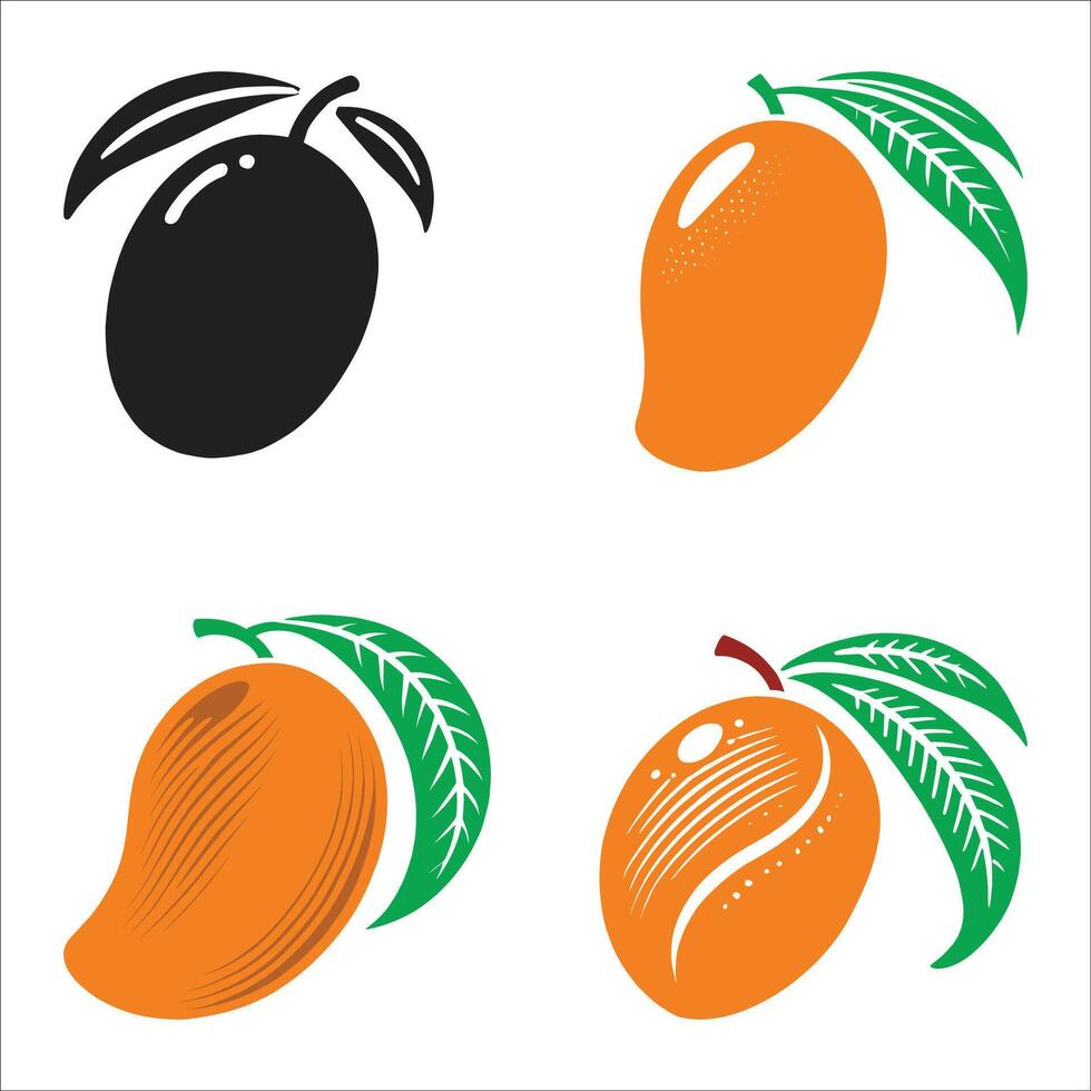Set Of Mango Fruit Design On White Background vector
