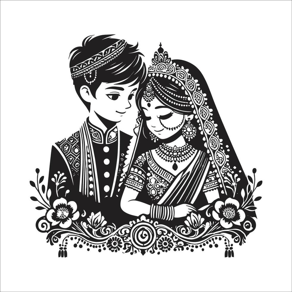A Quite wedding couple for card concept vector
