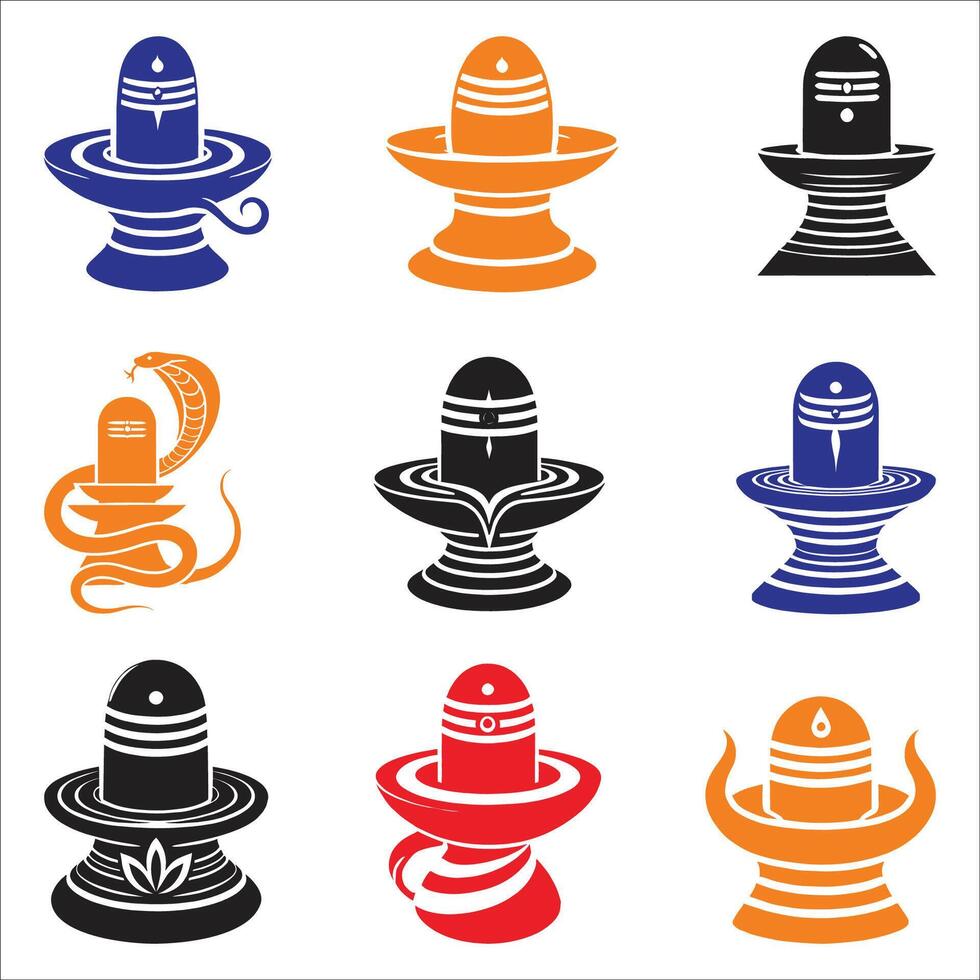 happy Maha Shivratri with Shivling Lingam on White Background vector