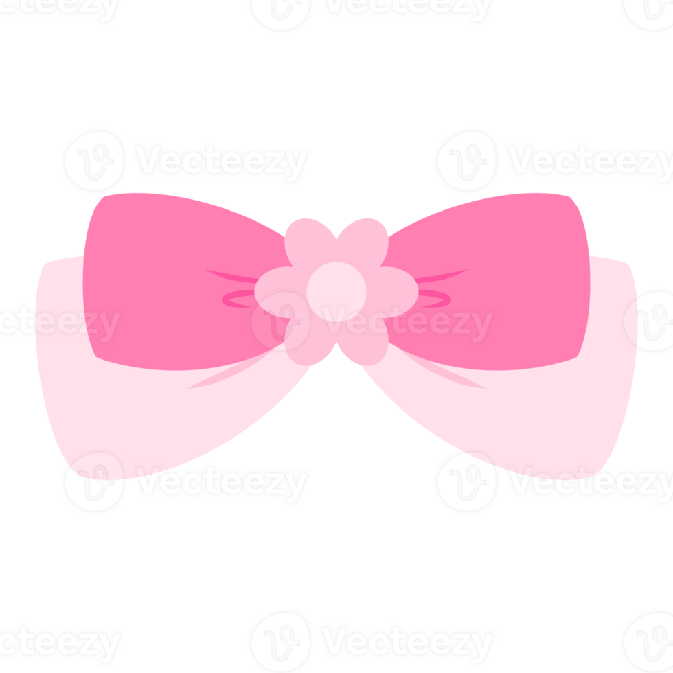 Illustration of a light pink bow tied in two layers with a flower in the center, conveying femininity, elegance, and happiness. png