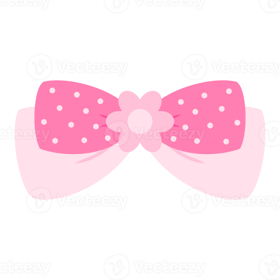 Illustration of a light pink bow tied in two layers with a polka dot on the top layer, conveying femininity, elegance, and happiness. png