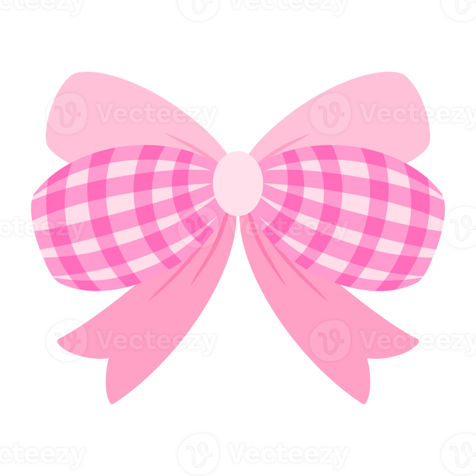 Illustration of a light pink bow tied in two layers with a plaid on the top, conveying femininity, elegance, and happiness. png