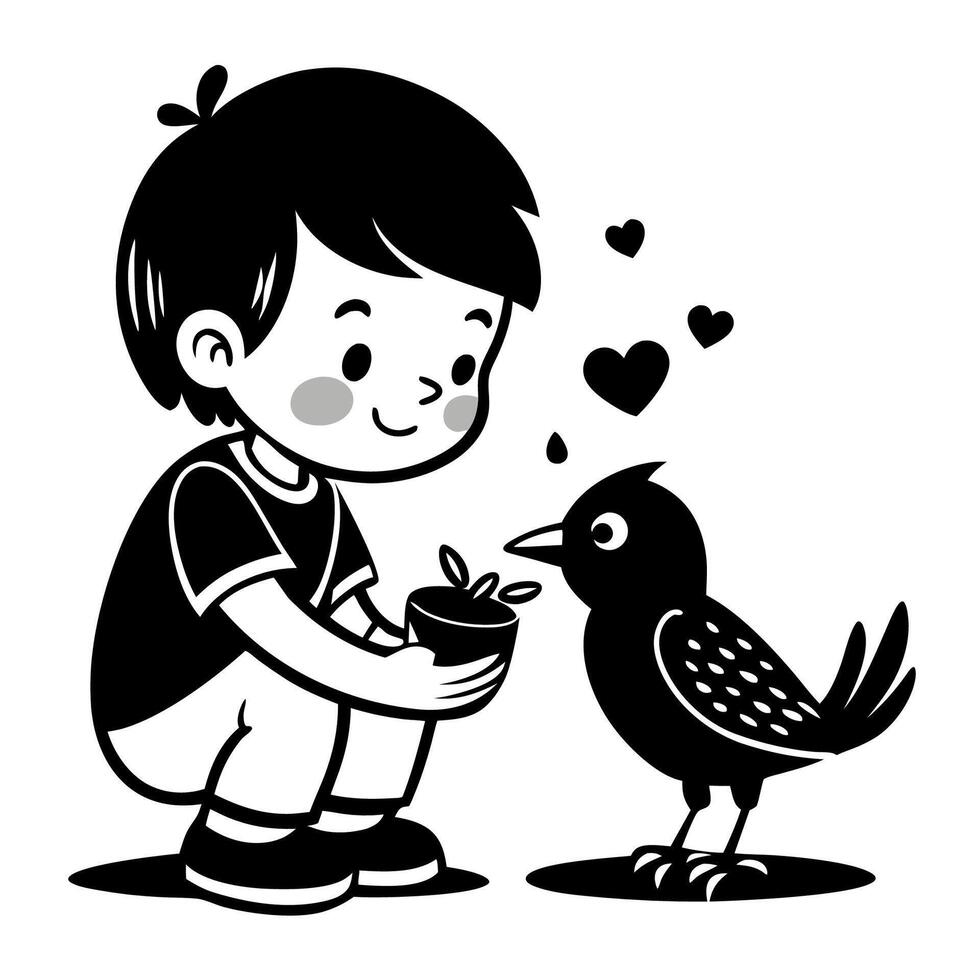 Kids and Wildlife A Touching Moment of Care vector