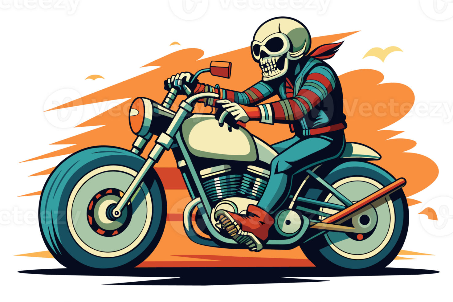 Skull man riding bike png