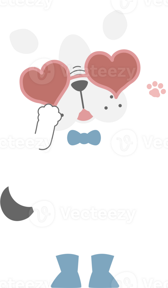 cute and lovely dog wearing heart shape sunglasses, happy valentines day, birthday, love concept png