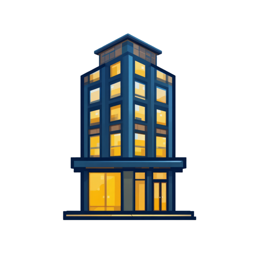Night View of a Modern Illuminated Building, Cityscape at Night, Architecture Design, Urban Structure, Residential Tower Block png