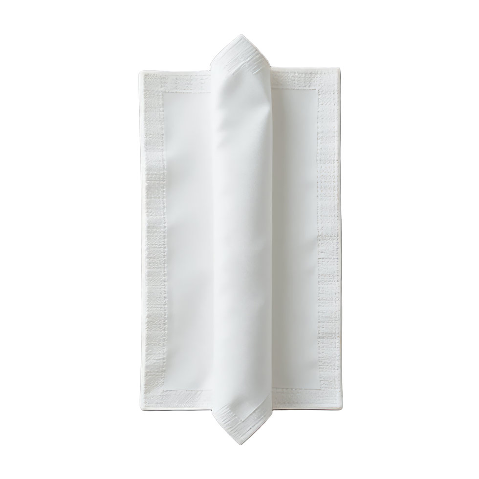 Elegantly Folded White Linen Napkin on White Placemat Table Setting for Fine Dining png