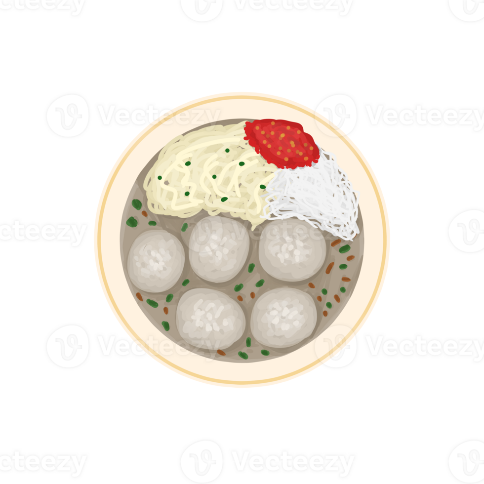 an illustration of a bowl of food with meatballs and rice png