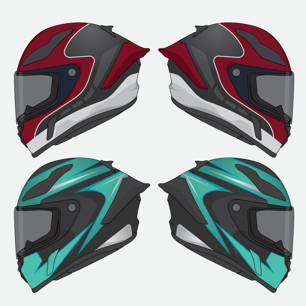 Helmet design with different modern pattern vector