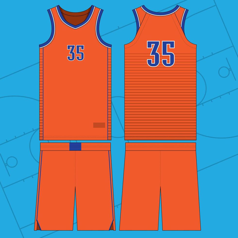 Orange Color Combination of Basketball Jersey Uniform Team Apparel vector